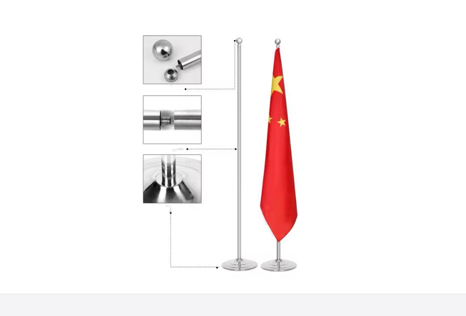 Conference Flag Pole - Ball head 2 M adjustable + Flag D/S Satin 150X100 cm / 5X3.3ft (FULL SET)