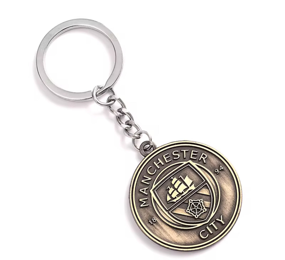 Manchester City Premium Engraved Alloy Keychain (colored / brass)
