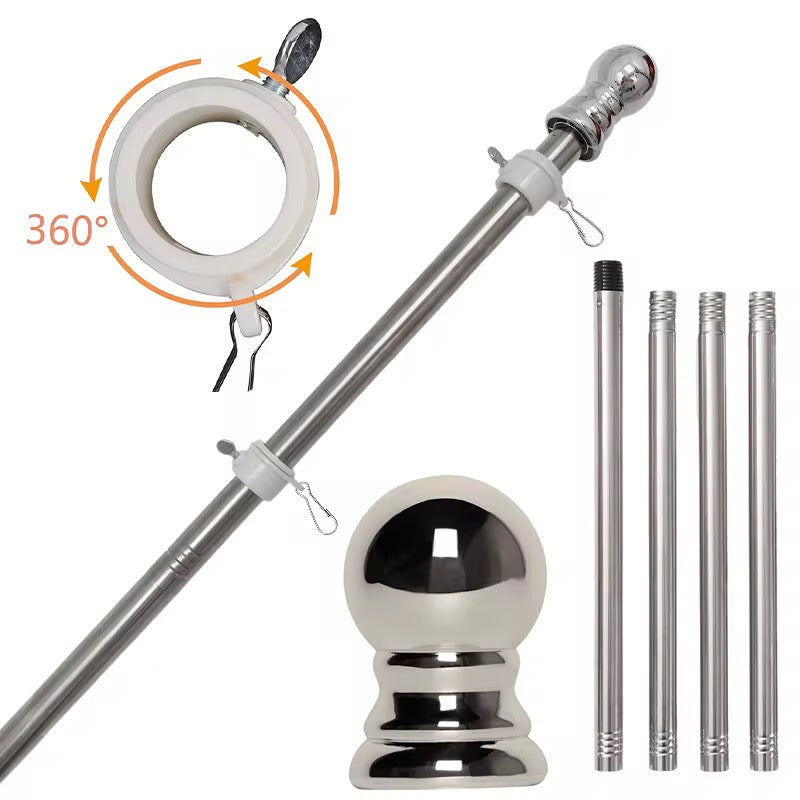 Flag Pole Sliced 2 meters 5 pieces with rotating 360 no tangles - Flag Stick