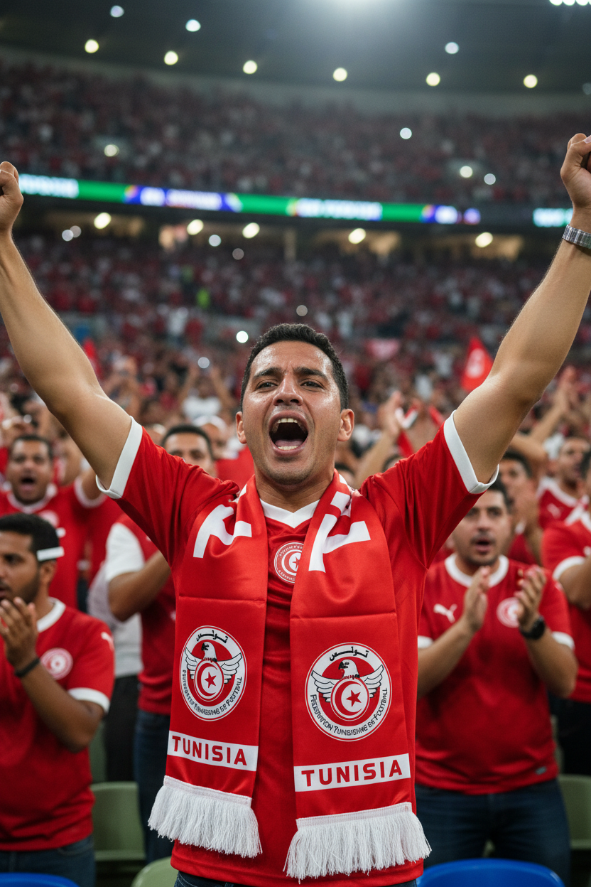 Tunisia Football Scarves - Satin Double Sided - Premium Quality - 145 X 15 cm