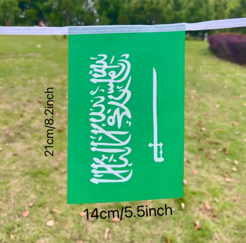 Ksa Saudi Arabia Country Bunting Flags – 12m String (32 Flags) for Events & Celebrations