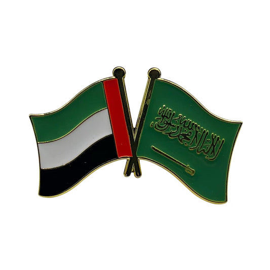 Twin Flag Pins with UAE flag and other friend nations. Friends of UAE, friends flags, 2in1 pin broche UAE lapel pin.