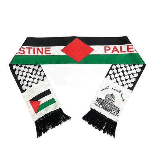 Palestine Flag Scarf in Double Sided Satin 145 X 15 cm