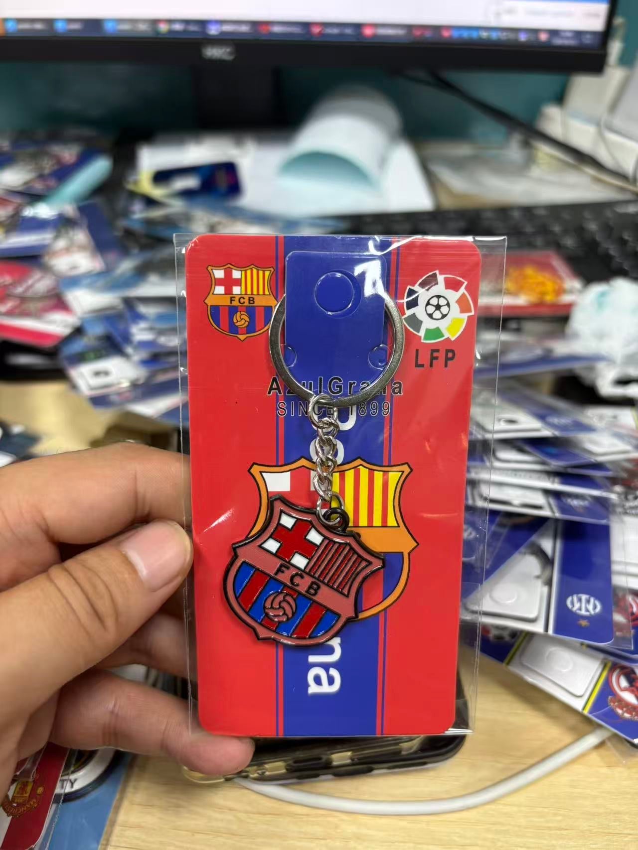 Barcelona Premium Engraved Alloy Keychain (colored / brass)