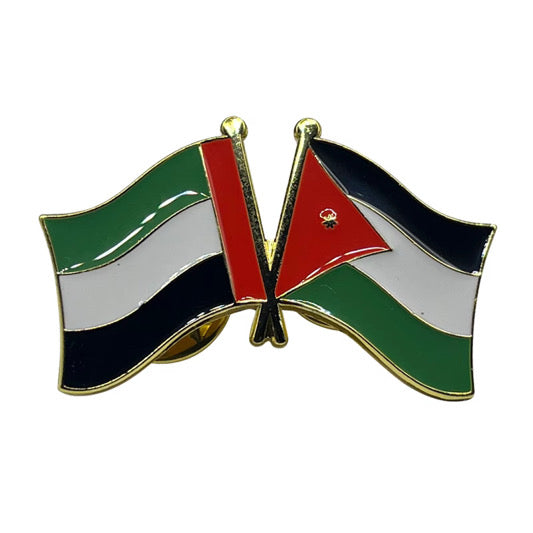Twin Flag Pins with UAE flag and other friend nations. Friends of UAE, friends flags, 2in1 pin broche UAE lapel pin.