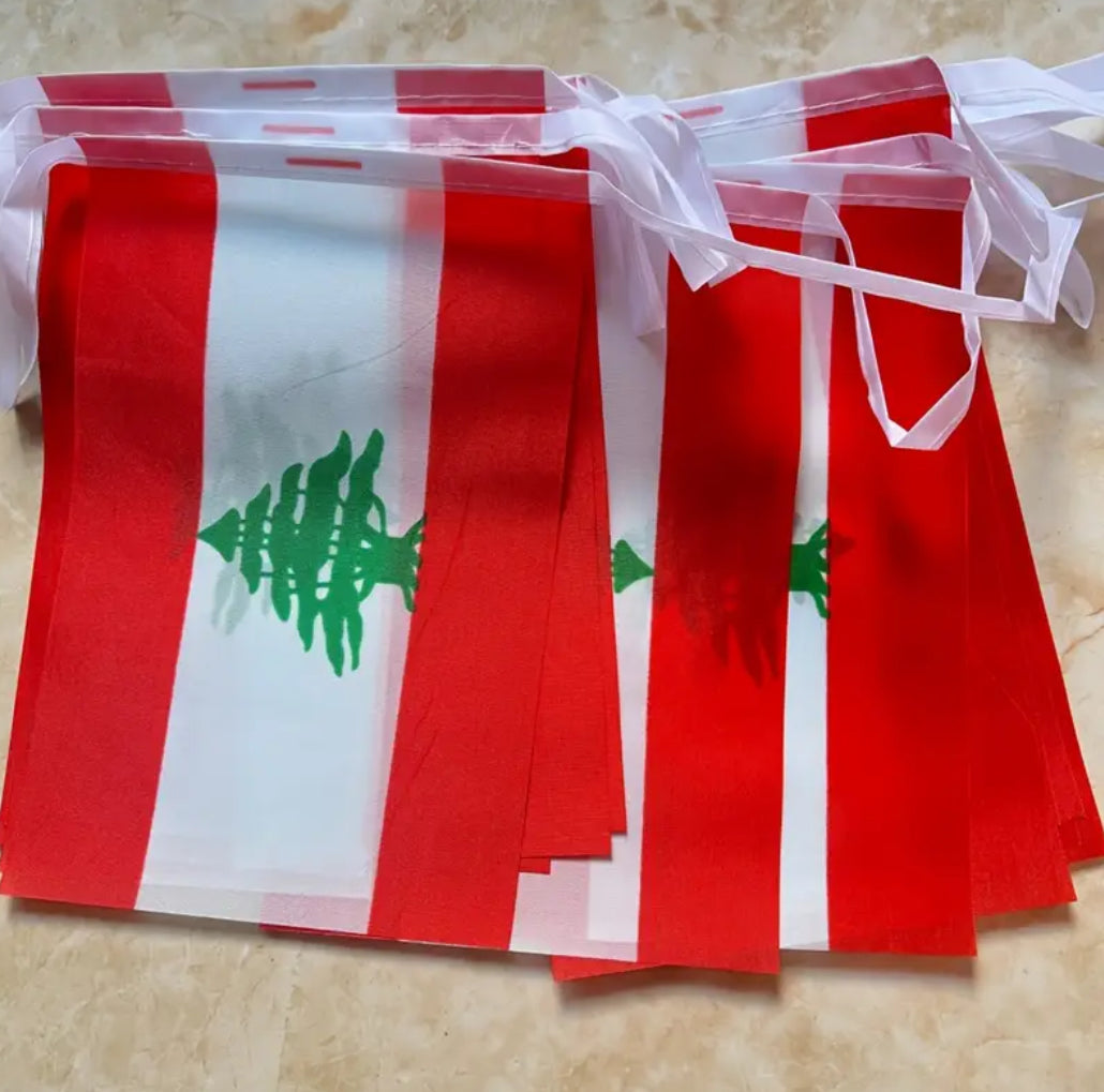 Lebanon Country Bunting Flags – 12m String (32 Flags) for Events & Celebrations