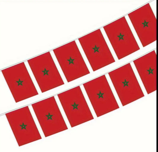 Morocco Country Bunting Flags – 12m String (32 Flags) for Events & Celebrations
