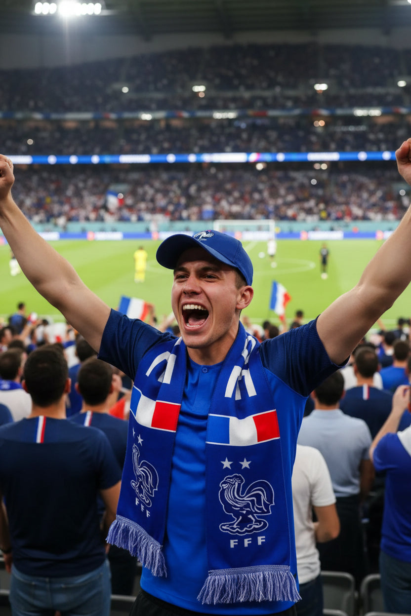 France Football Scarves - Satin Double Sided - Premium Quality - 145 X 15 cm