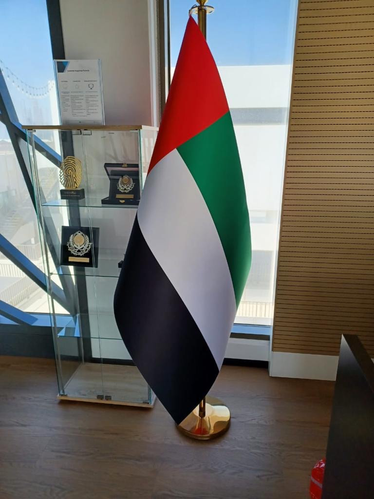 Conference Flag Pole Ball head 2 meter adjustable + Flag D/S Satin with Stiffener/Canvas 150X100 cm / 5x3.3ft (FULL SET)