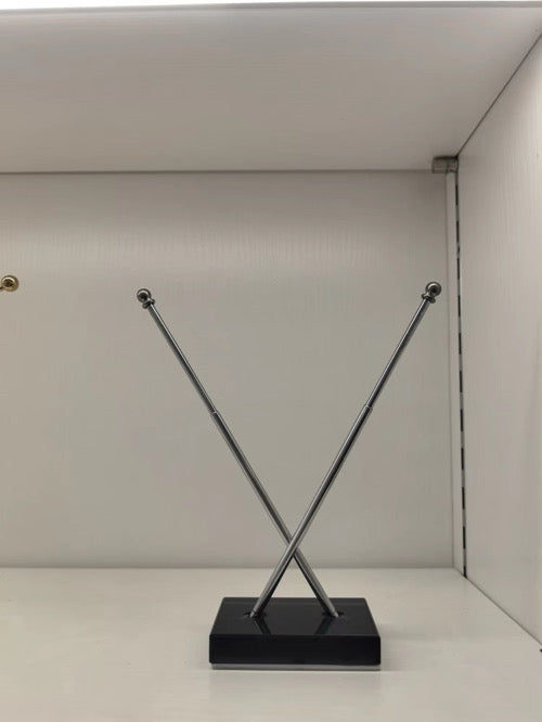 Twin X shaped with Black Base Aluminum Pole - Dashboard Flag