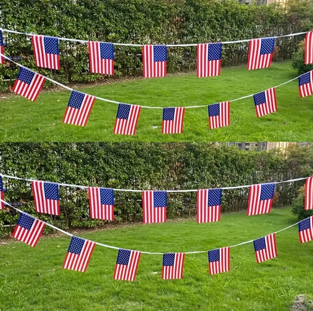 USA Country Bunting Flags – 12m String (32 Flags) for Events & Celebrations