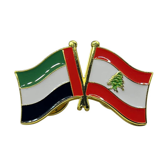 Twin Flag Pins with UAE flag and other friend nations. Friends of UAE, friends flags, 2in1 pin broche UAE lapel pin.