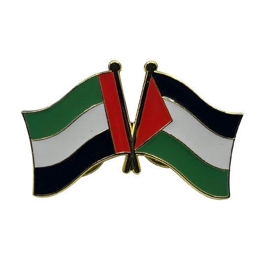 Twin Flag Pins with UAE flag and other friend nations. Friends of UAE, friends flags, 2in1 pin broche UAE lapel pin.