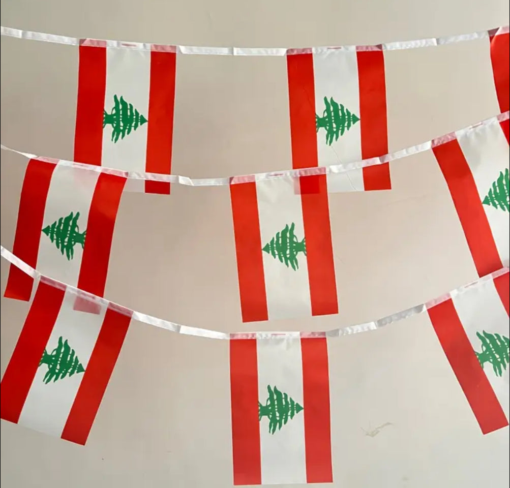 Lebanon Country Bunting Flags – 12m String (32 Flags) for Events & Celebrations