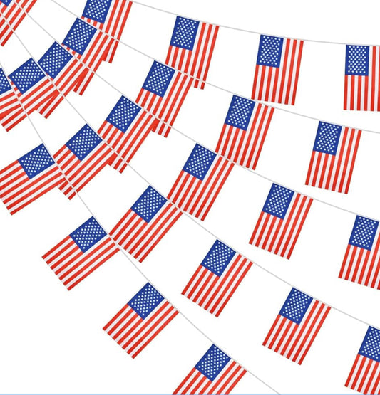 USA Country Bunting Flags – 12m String (32 Flags) for Events & Celebrations