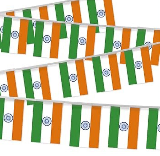 India Country Bunting Flags – 12m String (32 Flags) for Events & Celebrations