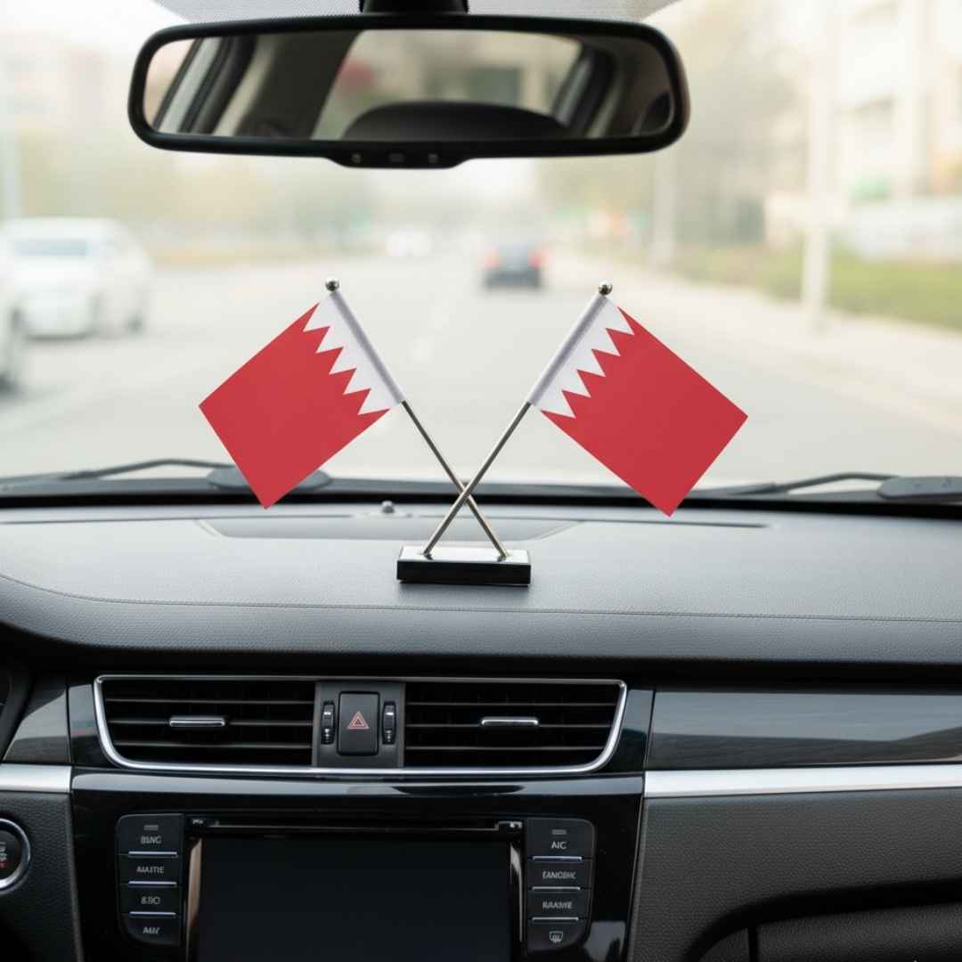 Twin X shaped with Black Base Aluminum Pole - Dashboard Flag