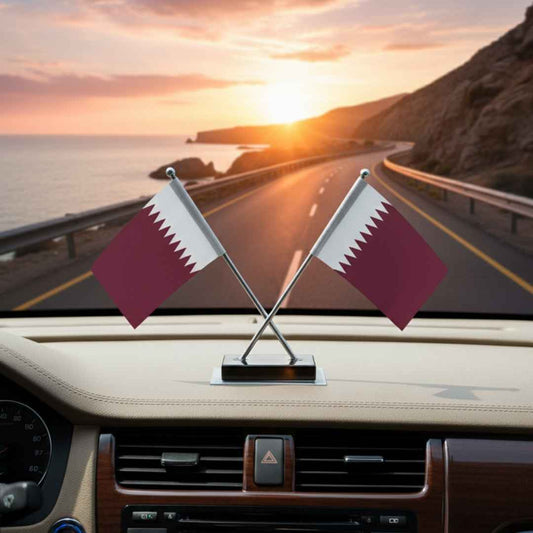 Twin X shaped with Black Base Aluminum Pole - Dashboard Flag