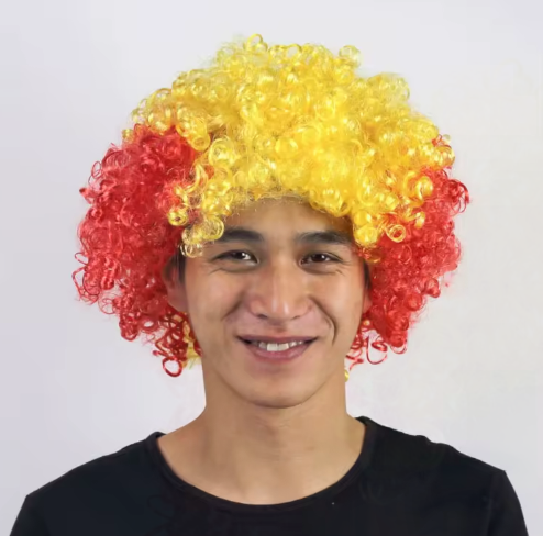 France Flag-Colored Afro Wig – Patriotic Fan Costume Wig – National Team Spirit Hairpiece
