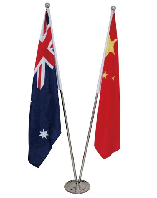 TWIN DOUBLE Conference Flag Pole with BALL Head (Top) + 36 cm Round Base + 3 M adjustable Pole (POLE ONLY)