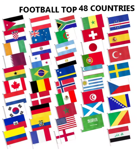 2026 World Cup Hand Flags Set | 48 Nations Handheld Banner Packs 14X21 cm Flags