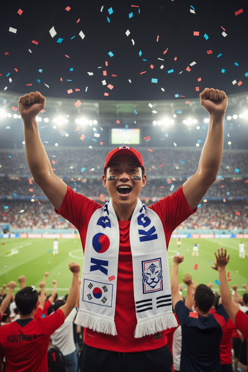 South Korea Football Scarves - Satin Double Sided - Premium Quality - 145 X 15 cm