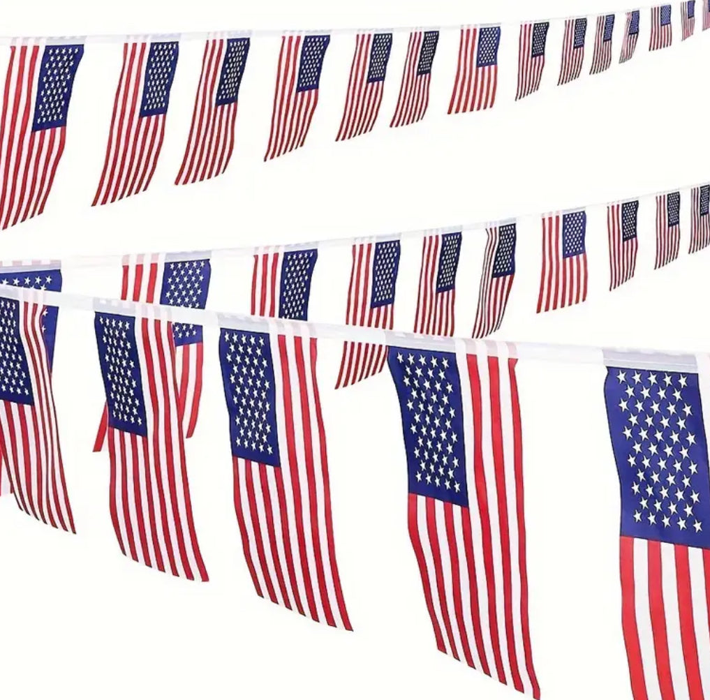 USA Country Bunting Flags – 12m String (32 Flags) for Events & Celebrations