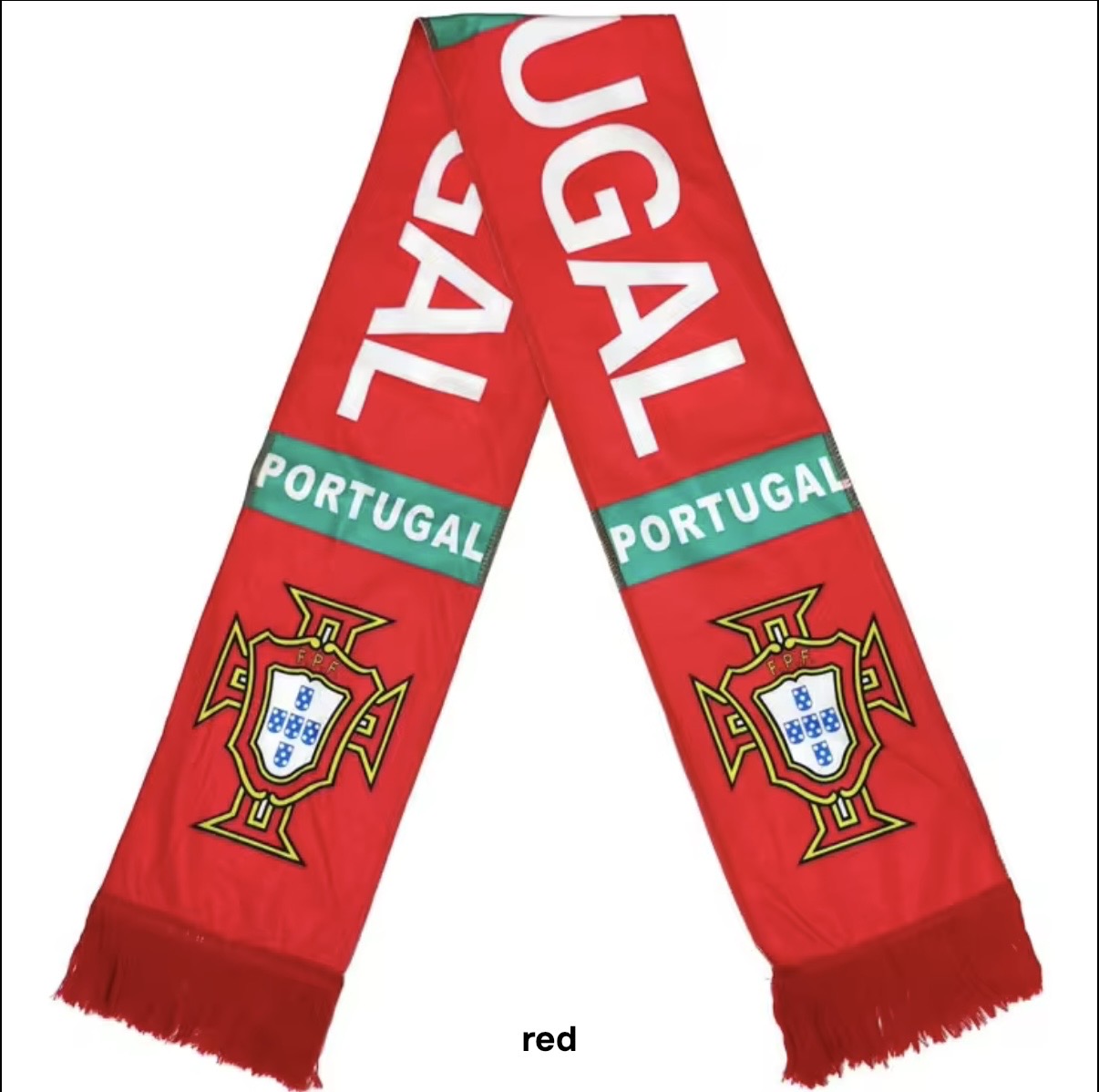 Portugal Football Scarves - Satin Double Sided - Premium Quality - 145 X 15 cm