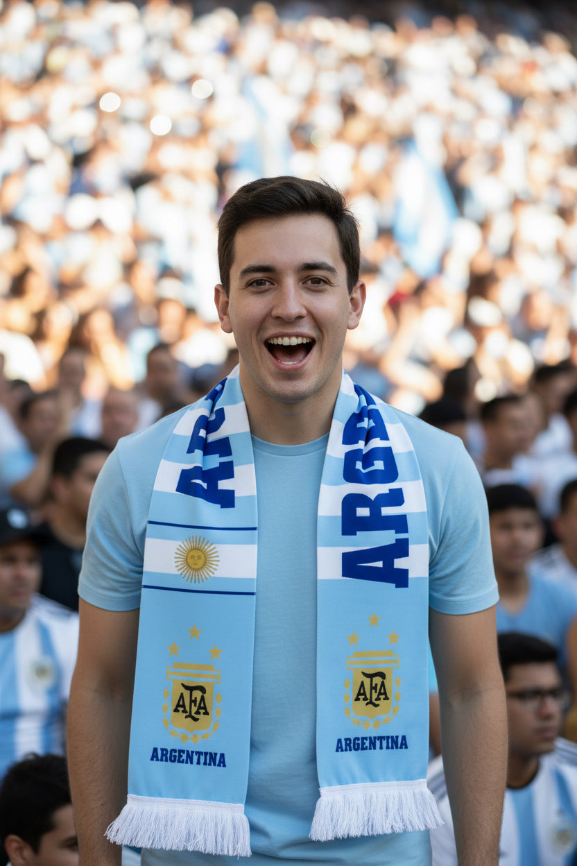 Argentina Football Scarves - Satin Double Sided - Premium Quality - 145 X 15 cm