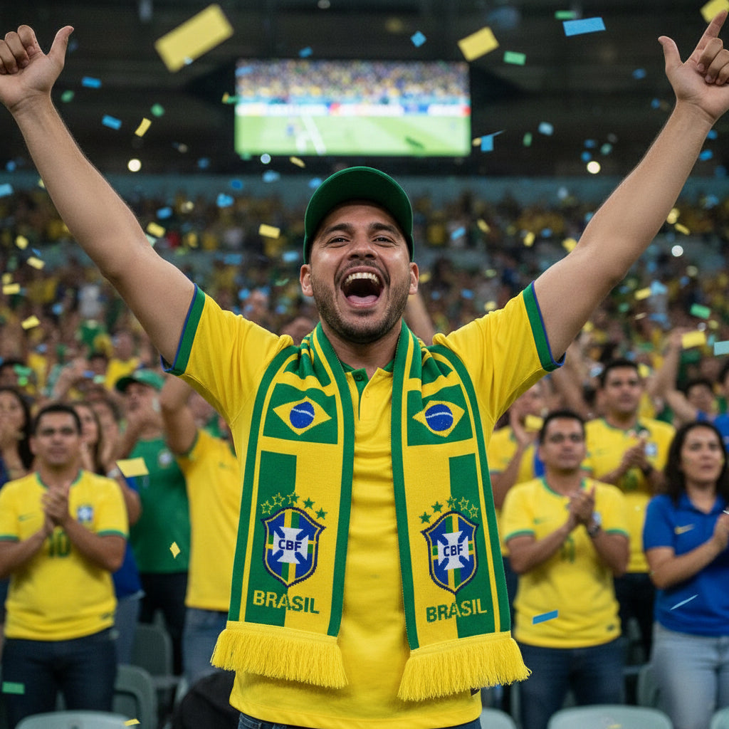 Brazil Football Scarves - Satin Double Sided - Premium Quality - 145 X 15 cm