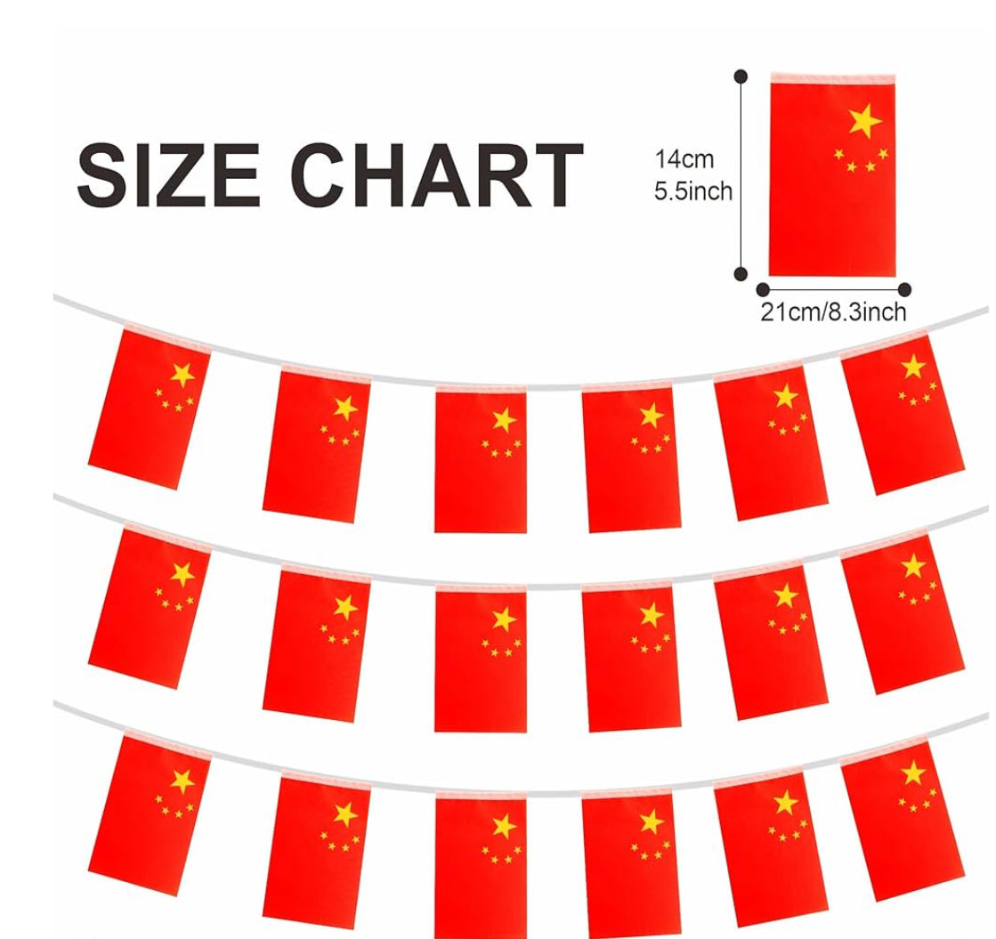 China Country Bunting Flags – 12m String (32 Flags) for Events & Celebrations