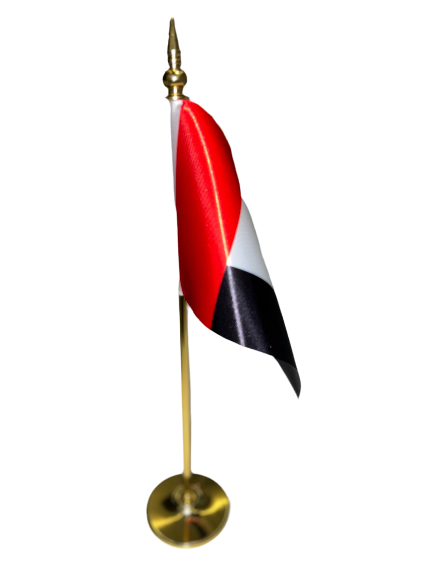 United Arab Emirates Prestige Premium Table Desk Flag | 14 x 21 cm - 1 pc | Double-Sided Satin with 45 cm Steel Pole & Base (Silver/Gold) | Customizable