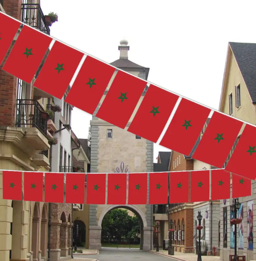 Morocco Country Bunting Flags – 12m String (32 Flags) for Events & Celebrations