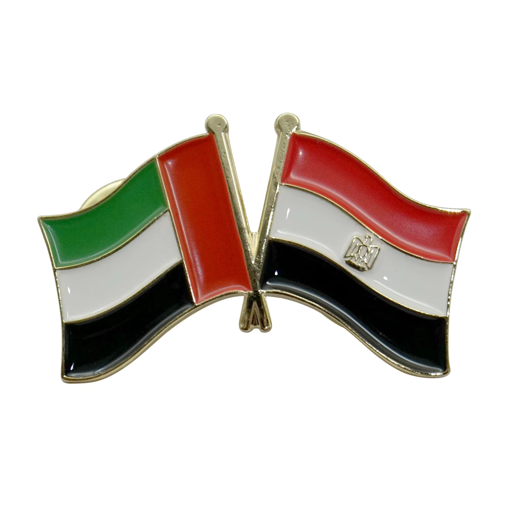 Twin Flag Pins with UAE flag and other friend nations. Friends of UAE, friends flags, 2in1 pin broche UAE lapel pin.