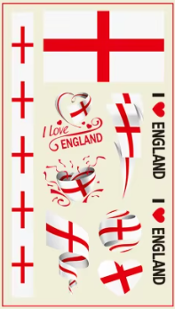 England Face Paint Stickers (5 sheets)  Eco-friendly PVC Temporary Tattoo Stickers National Flag Holiday Decoration Sports Events Waterproof