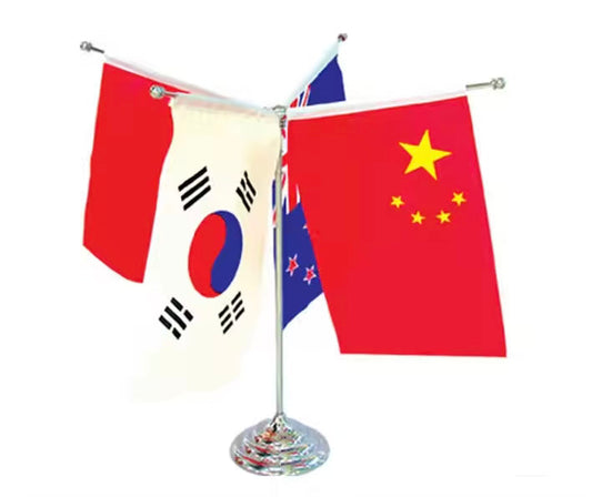 Quadruple desk flag set with four flags