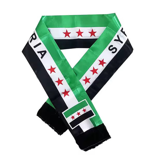 Syria Scarf (New flag) Double Sided Satin 145 X 15 cm