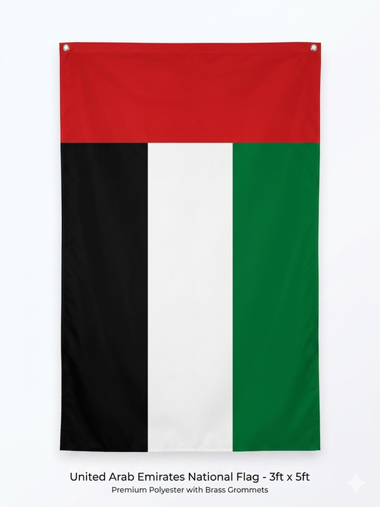 UAE Flag - Polyester 130D - Single Side Print, Mirrored on Reverse - for outdoor use