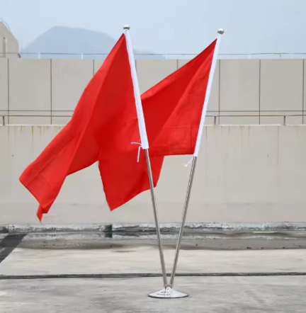 TWIN DOUBLE Conference Flag Pole with BALL Head (Top) + 36 cm Round Base + 3 M adjustable Pole (POLE ONLY)