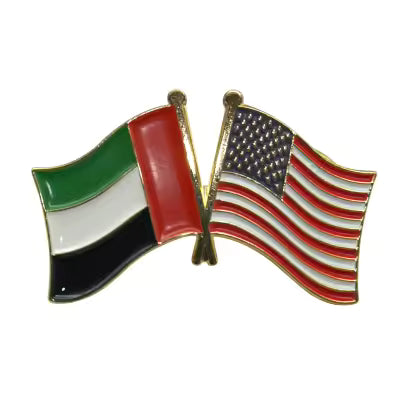 Twin Flag Pins with UAE flag and other friend nations. Friends of UAE, friends flags, 2in1 pin broche UAE lapel pin.