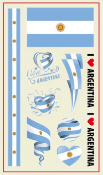 Argentina Face Paint Stickers (5 sheets) Eco-friendly PVC Temporary Tattoo Stickers National Flag Holiday Decoration Sports Events Waterproof