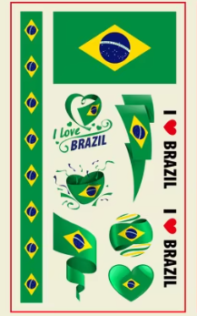 Brazil Face Paint Stickers (5 sheets) Eco-friendly PVC Temporary Tattoo Stickers National Flag Holiday Decoration Sports Events Waterproof