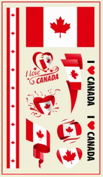 Canada Face Paint Stickers (5 sheets)  Eco-friendly PVC Temporary Tattoo Stickers National Flag Holiday Decoration Sports Events Waterproof