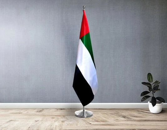 Conference Flag Pole with Ball Head (Top) + 36 cm Round Base + 2 M adjustable Pole + D/S Satin Flag 150x100 cm