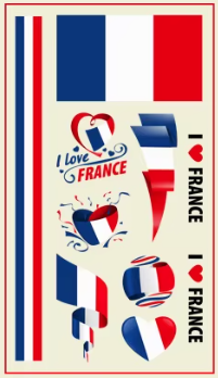 France Face Paint Stickers (5 sheets)  Eco-friendly PVC Temporary Tattoo Stickers National Flag Holiday Decoration Sports Events Waterproof