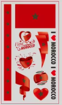 Morocco Face Paint Stickers (5 sheets) Eco-friendly PVC Temporary Tattoo Stickers National Flag Holiday Decoration Sports Events Waterproof
