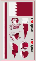 Qatar Face Paint Stickers (5 sheets) Eco-friendly PVC Temporary Tattoo Stickers National Flag Holiday Decoration Sports Events Waterproof