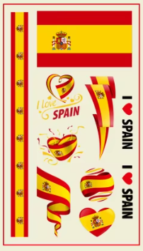 Spain Face Paint Stickers (5 sheets) Eco-friendly PVC Temporary Tattoo Stickers National Flag Holiday Decoration Sports Events Waterproof