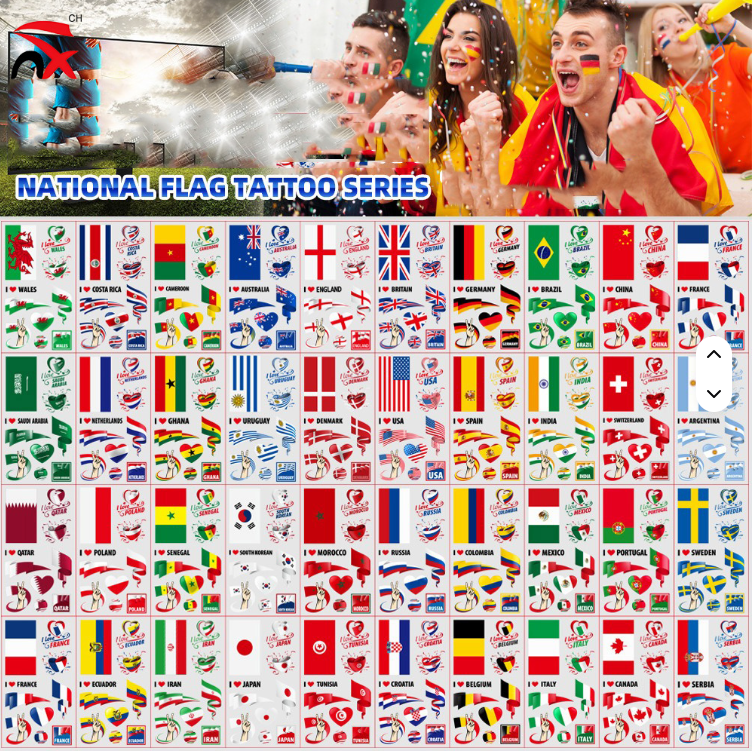 Argentina Face Paint Stickers (5 sheets) Eco-friendly PVC Temporary Tattoo Stickers National Flag Holiday Decoration Sports Events Waterproof